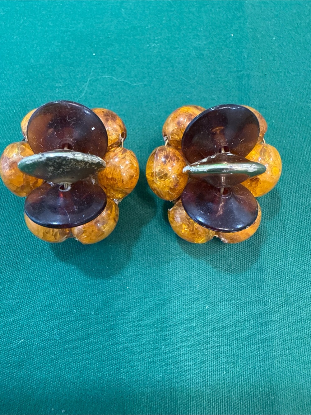 Amber-Tone Floral Cluster Clip Earrings - Women Jewelry 37F
